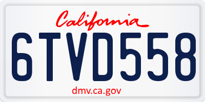 CA license plate 6TVD558