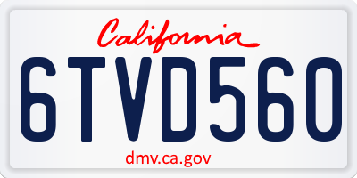 CA license plate 6TVD560