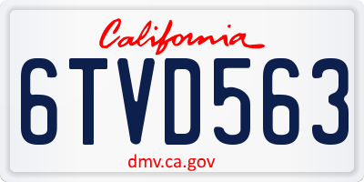 CA license plate 6TVD563