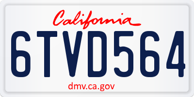 CA license plate 6TVD564