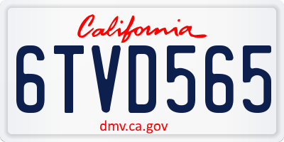 CA license plate 6TVD565