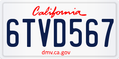 CA license plate 6TVD567