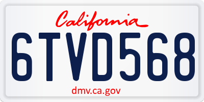 CA license plate 6TVD568