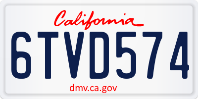 CA license plate 6TVD574