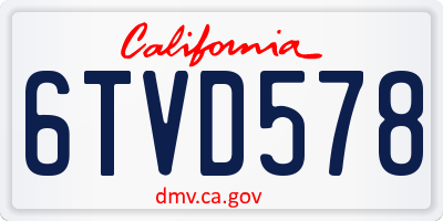 CA license plate 6TVD578