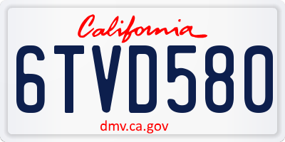 CA license plate 6TVD580