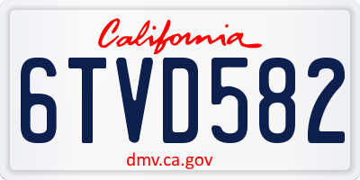 CA license plate 6TVD582