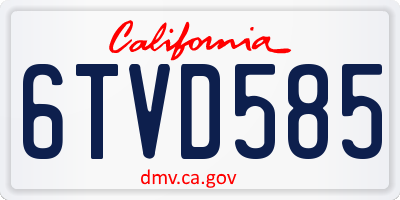 CA license plate 6TVD585