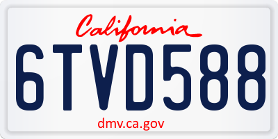 CA license plate 6TVD588