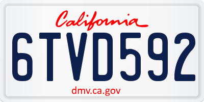 CA license plate 6TVD592