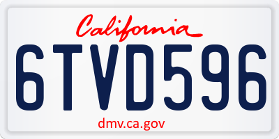 CA license plate 6TVD596