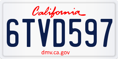 CA license plate 6TVD597