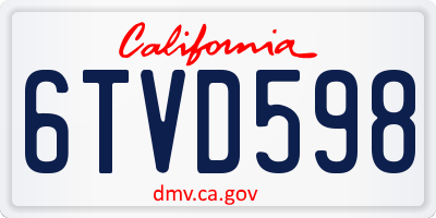 CA license plate 6TVD598