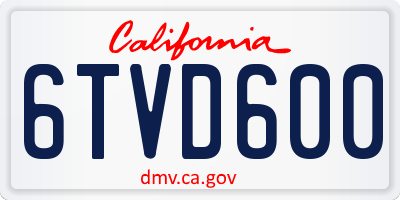 CA license plate 6TVD600