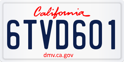 CA license plate 6TVD601