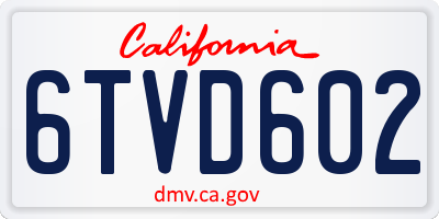 CA license plate 6TVD602