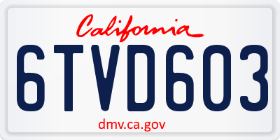 CA license plate 6TVD603