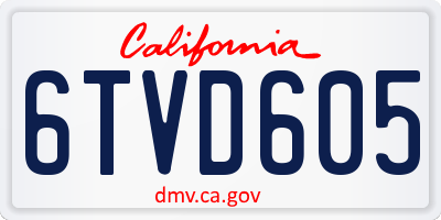 CA license plate 6TVD605