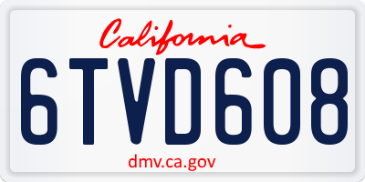 CA license plate 6TVD608