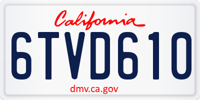 CA license plate 6TVD610