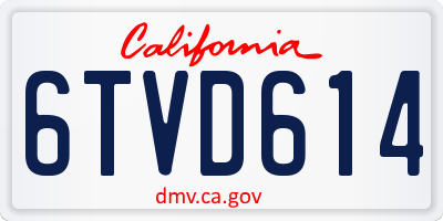 CA license plate 6TVD614