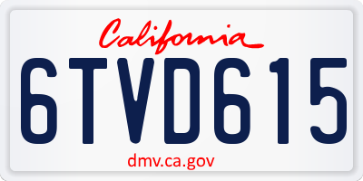 CA license plate 6TVD615