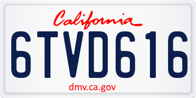 CA license plate 6TVD616