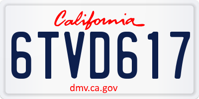 CA license plate 6TVD617