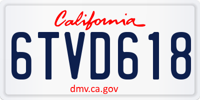 CA license plate 6TVD618