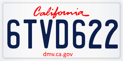 CA license plate 6TVD622