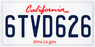 CA license plate 6TVD626