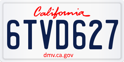 CA license plate 6TVD627