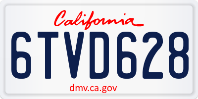 CA license plate 6TVD628