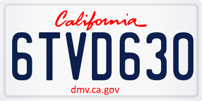 CA license plate 6TVD630