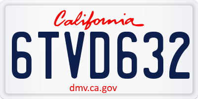 CA license plate 6TVD632