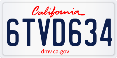 CA license plate 6TVD634