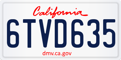 CA license plate 6TVD635