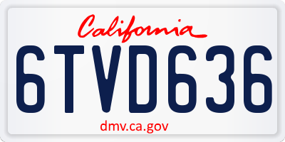 CA license plate 6TVD636