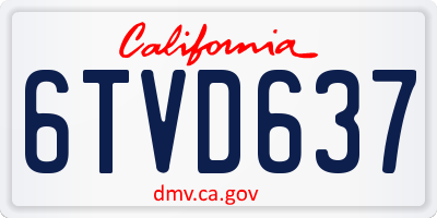 CA license plate 6TVD637