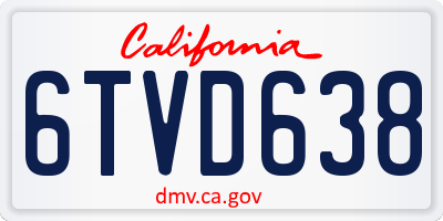 CA license plate 6TVD638