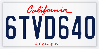 CA license plate 6TVD640