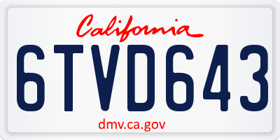 CA license plate 6TVD643