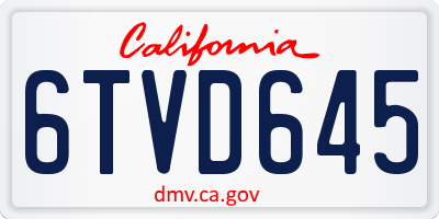 CA license plate 6TVD645