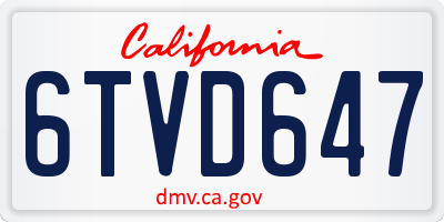 CA license plate 6TVD647