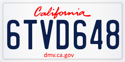 CA license plate 6TVD648