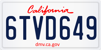 CA license plate 6TVD649