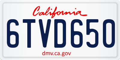 CA license plate 6TVD650