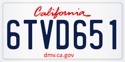 CA license plate 6TVD651