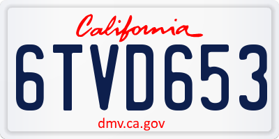 CA license plate 6TVD653