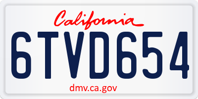 CA license plate 6TVD654